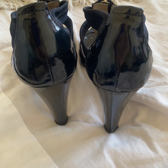 Michael Kors Zip Front Black Patent Heels - Picture 4 of 10